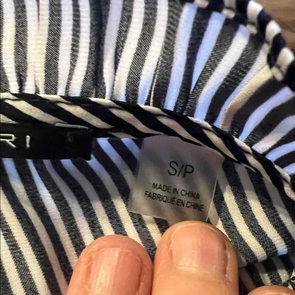 T Tahari Black and White Striped Button Down Shirt - Picture 9 of 10